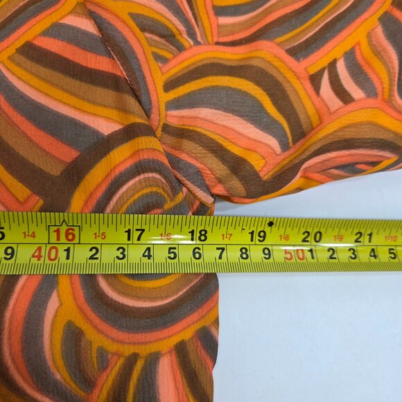 Ladies Asian Frog Button Quilted Blouse Orange Swirl Pattern Size Small Vintage - Picture 9 of 11